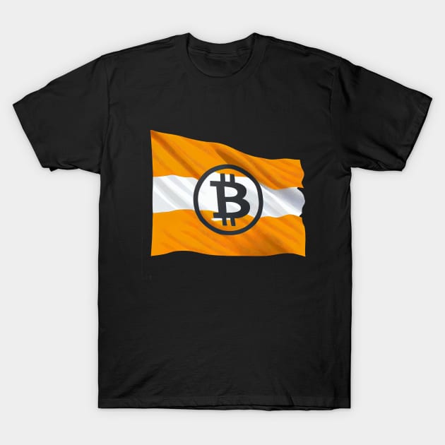 Bitcoin Flag Waving T-Shirt by About Passion